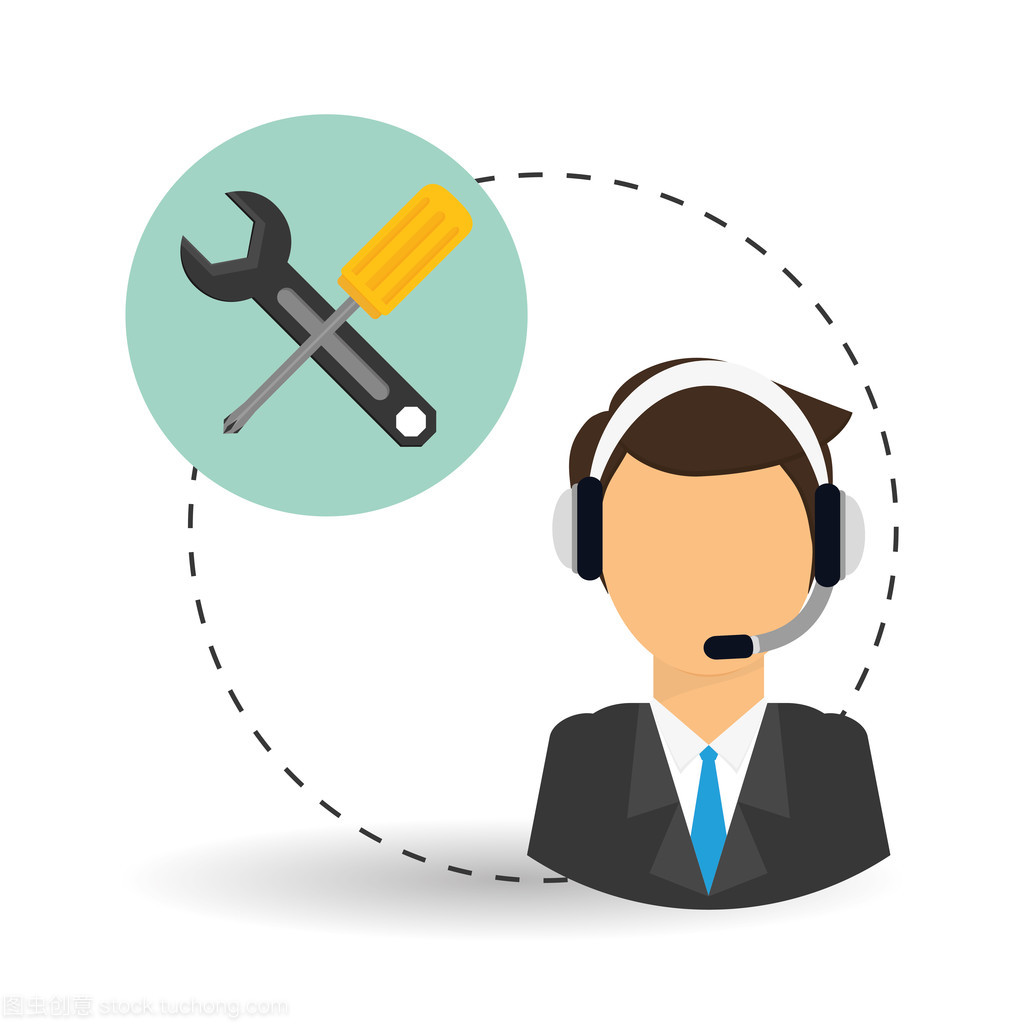 技術服務。電話中心圖標。支持概念